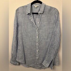 Beachlunchlounge Blue & White Striped Button Down Shirt — Size S